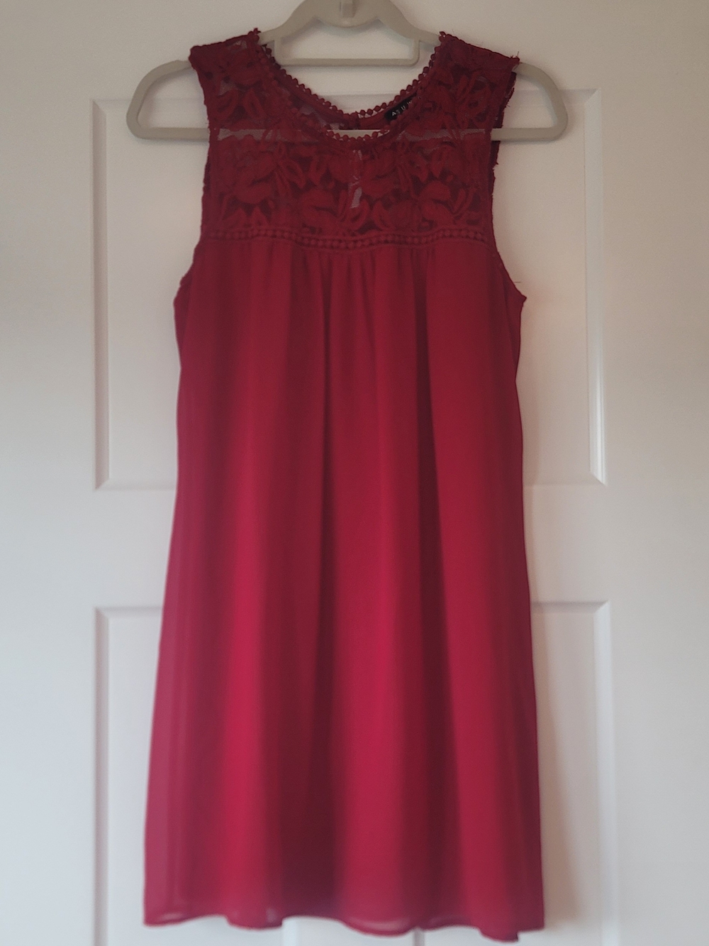 As U Wish Red Lace Yoke Sleeveless Chemise